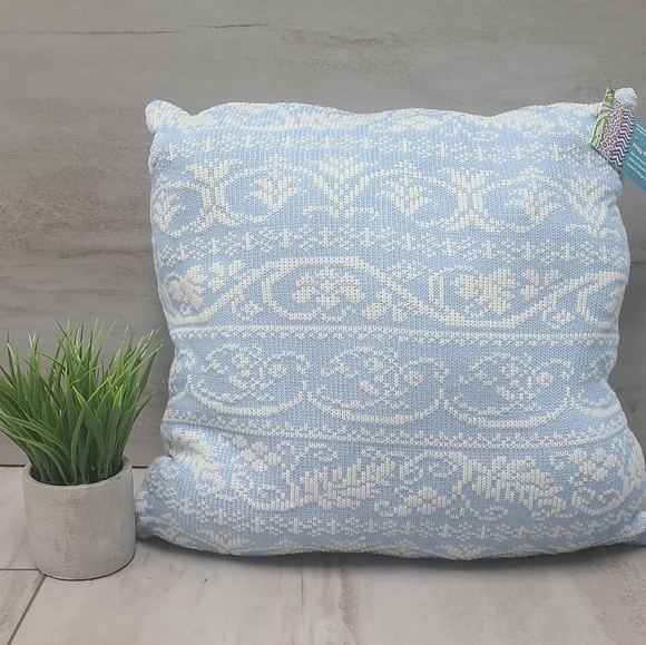Hand Crafted Other - Sky Blue Knit Pillow - Handmade cushion
